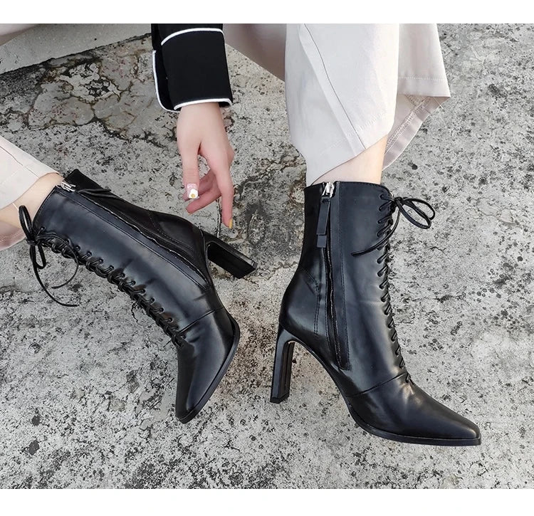 Square Head Punk Ankle Boots