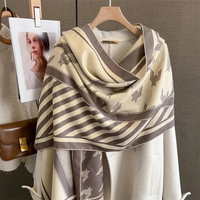 Warme luxe kasjmier poncho sjaal dames