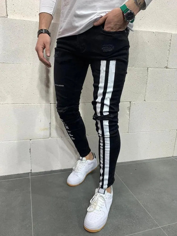 Men's Skinny Striped Zip