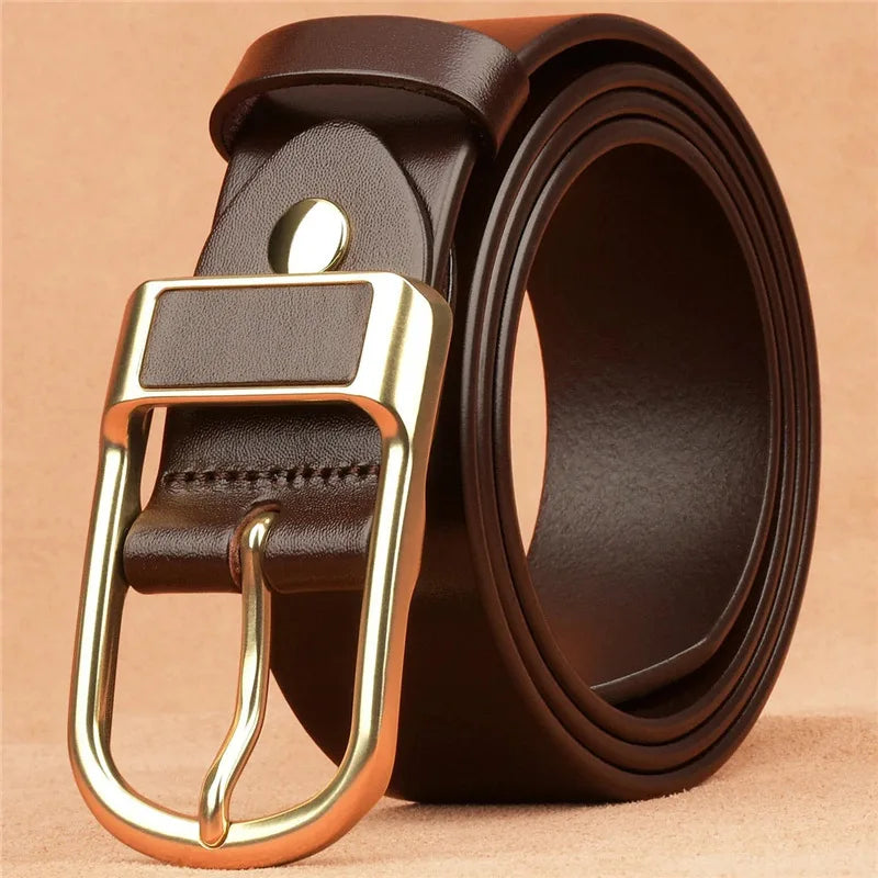 Vintage alloy pin buckle black brown jeans belt