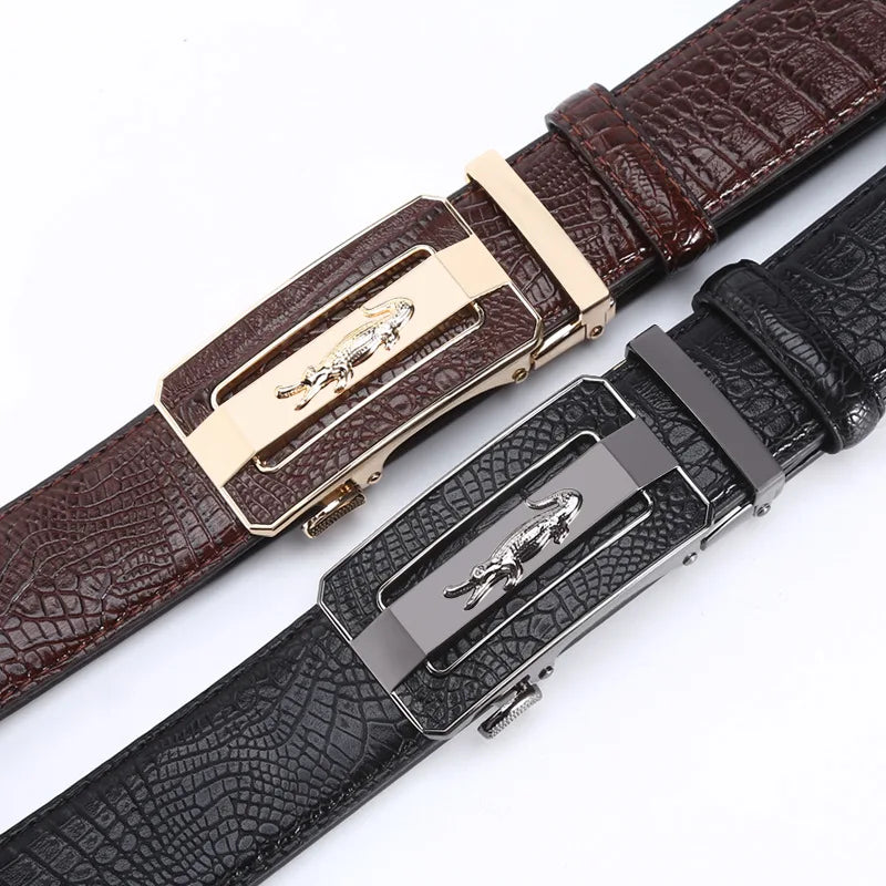 Business Men's Belt Black Brown Casual Crocodile Pattern