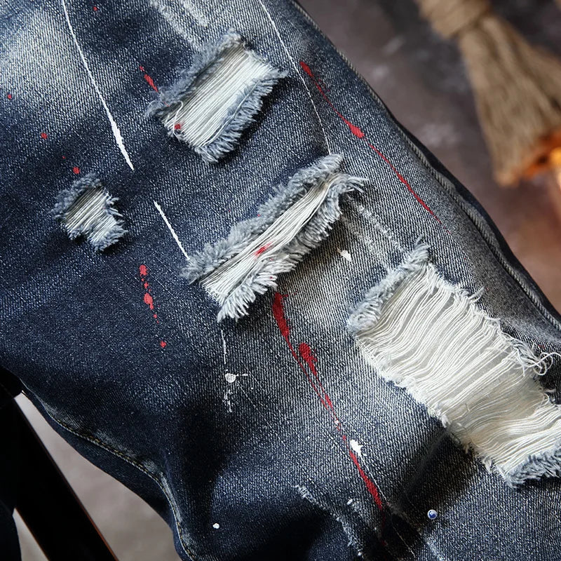 Ripped short jeans for men