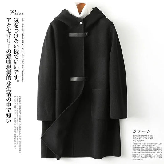 Women's Streetwear Woolen Hooded Coat