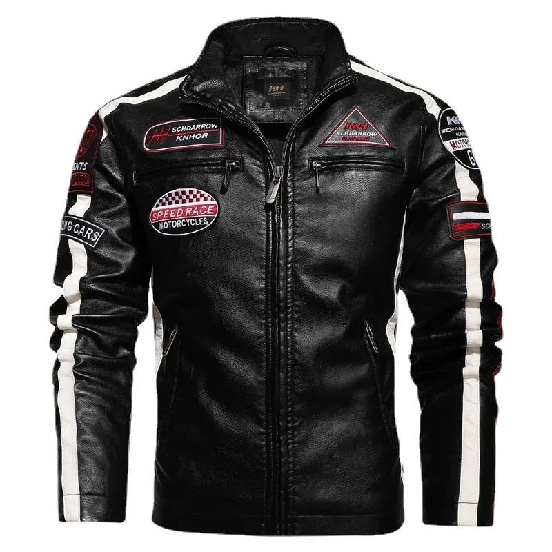 Ride in style with our leather fleece jacket