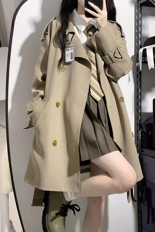 2024 Spring Autumn Preppy Trench Coat for Women