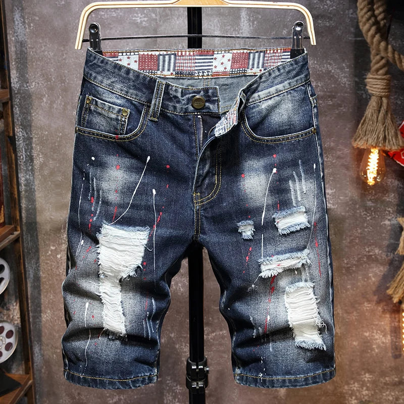 Ripped short jeans for men