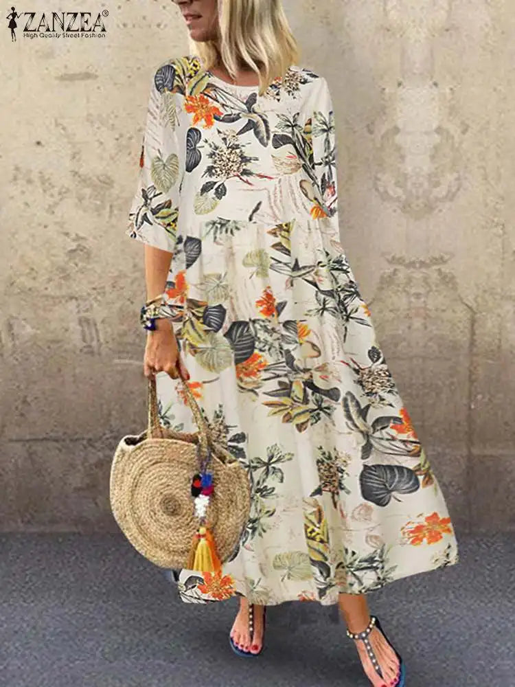 Bohemian Floral Print Summer Dress