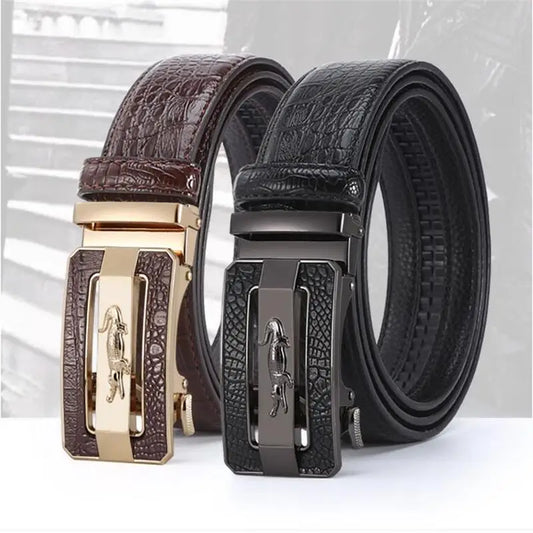 Business Men's Belt Black Brown Casual Crocodile Pattern