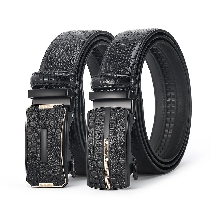 Business Men's Belt Black Brown Casual Crocodile Pattern