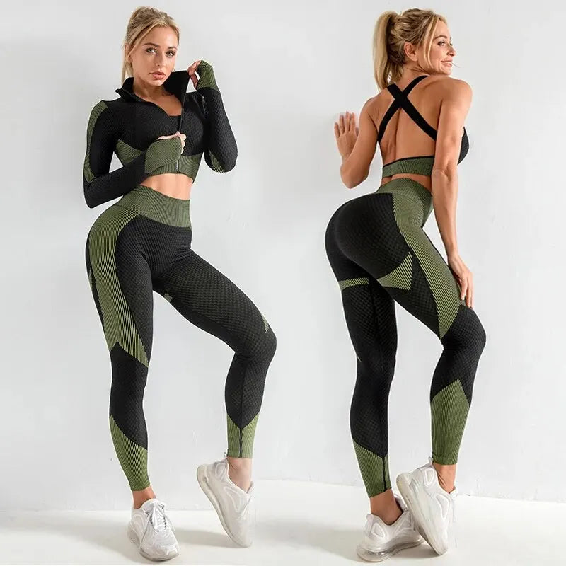 Dames Naadloze Yoga Sportkleding Set