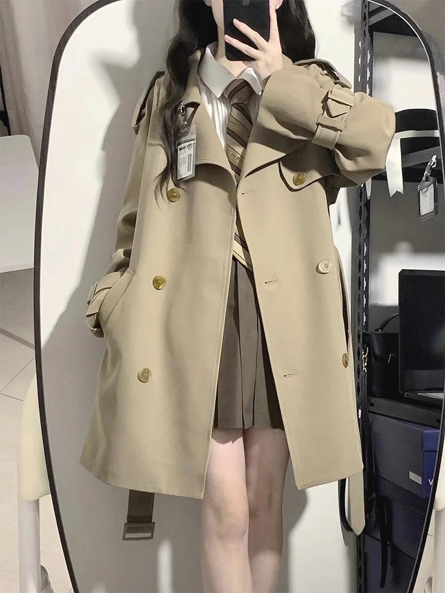 2024 Spring Autumn Preppy Trench Coat for Women