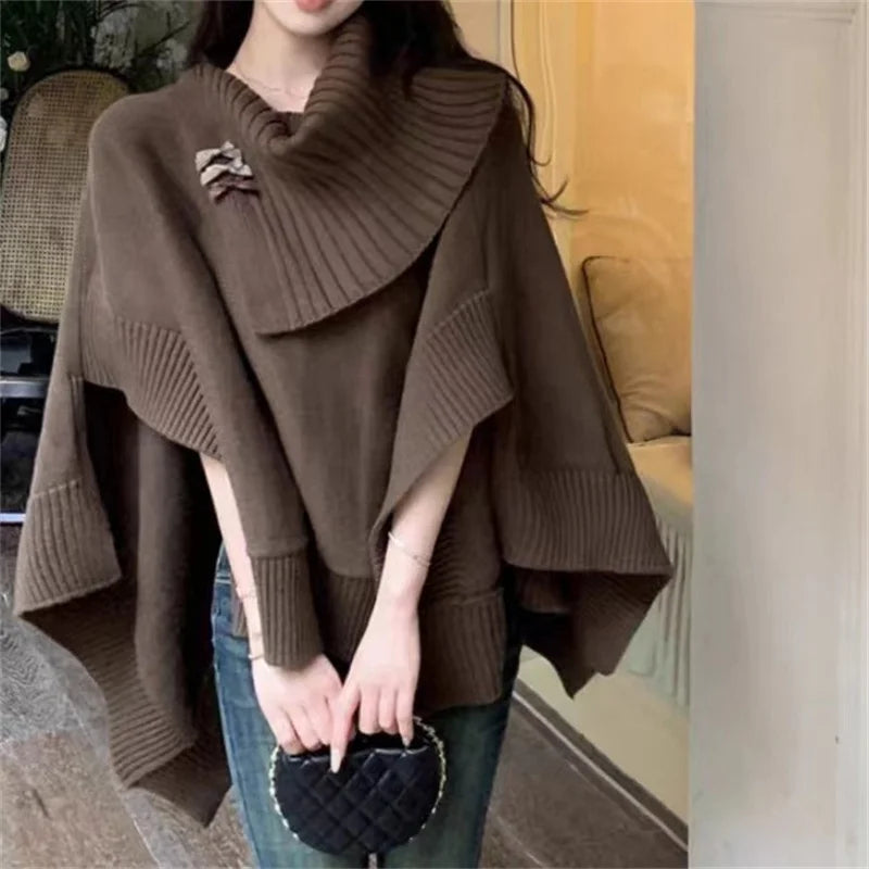 Stylish Women's Knitted Sweater Cloak