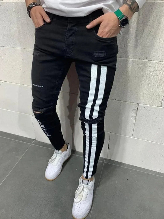 Men's Stripe Print Jeans