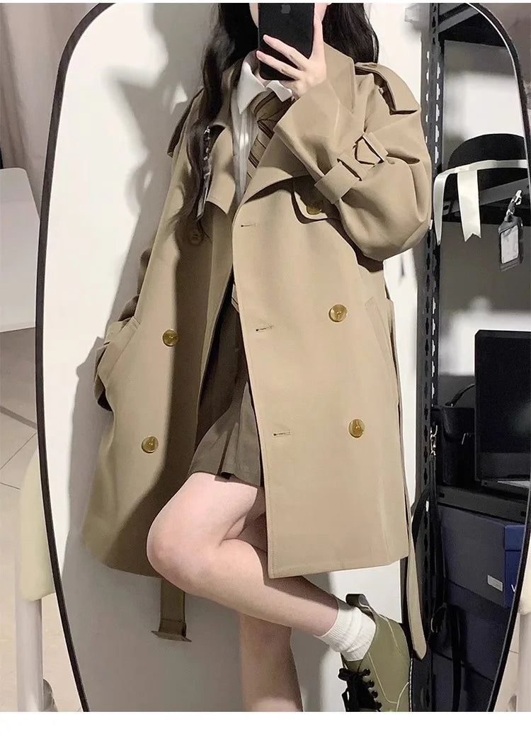 2024 Spring Autumn Preppy Trench Coat for Women