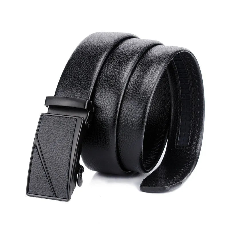 Black leather belt for men