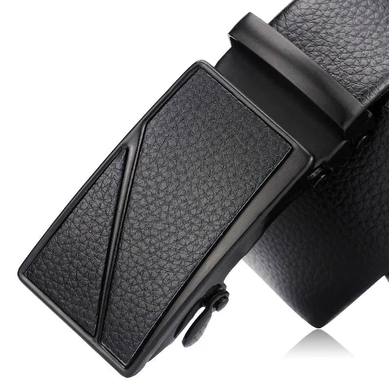 Black leather belt for men