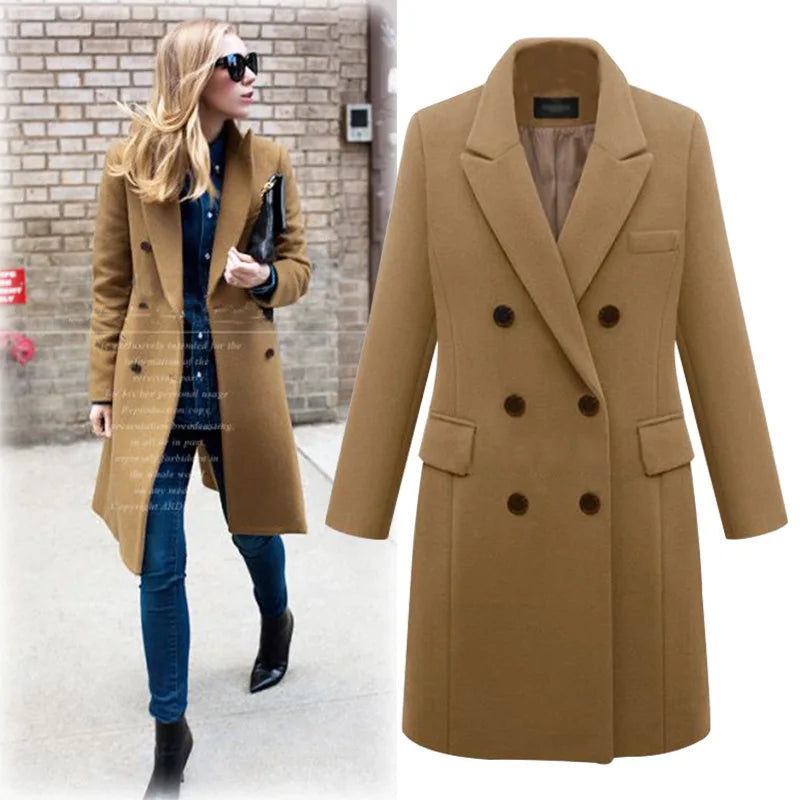 Oversized wollen trenchcoat voor dames