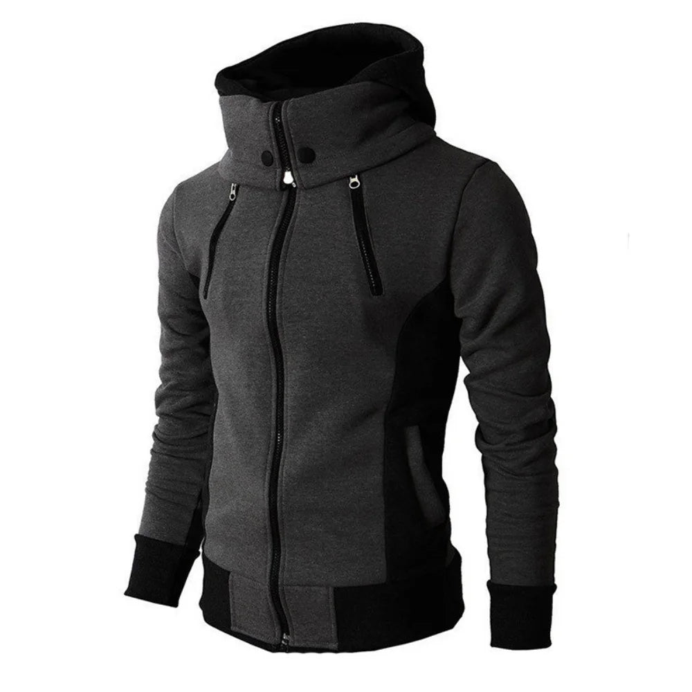 Trendy Bomber Jacket with Shawl Collar and Hood