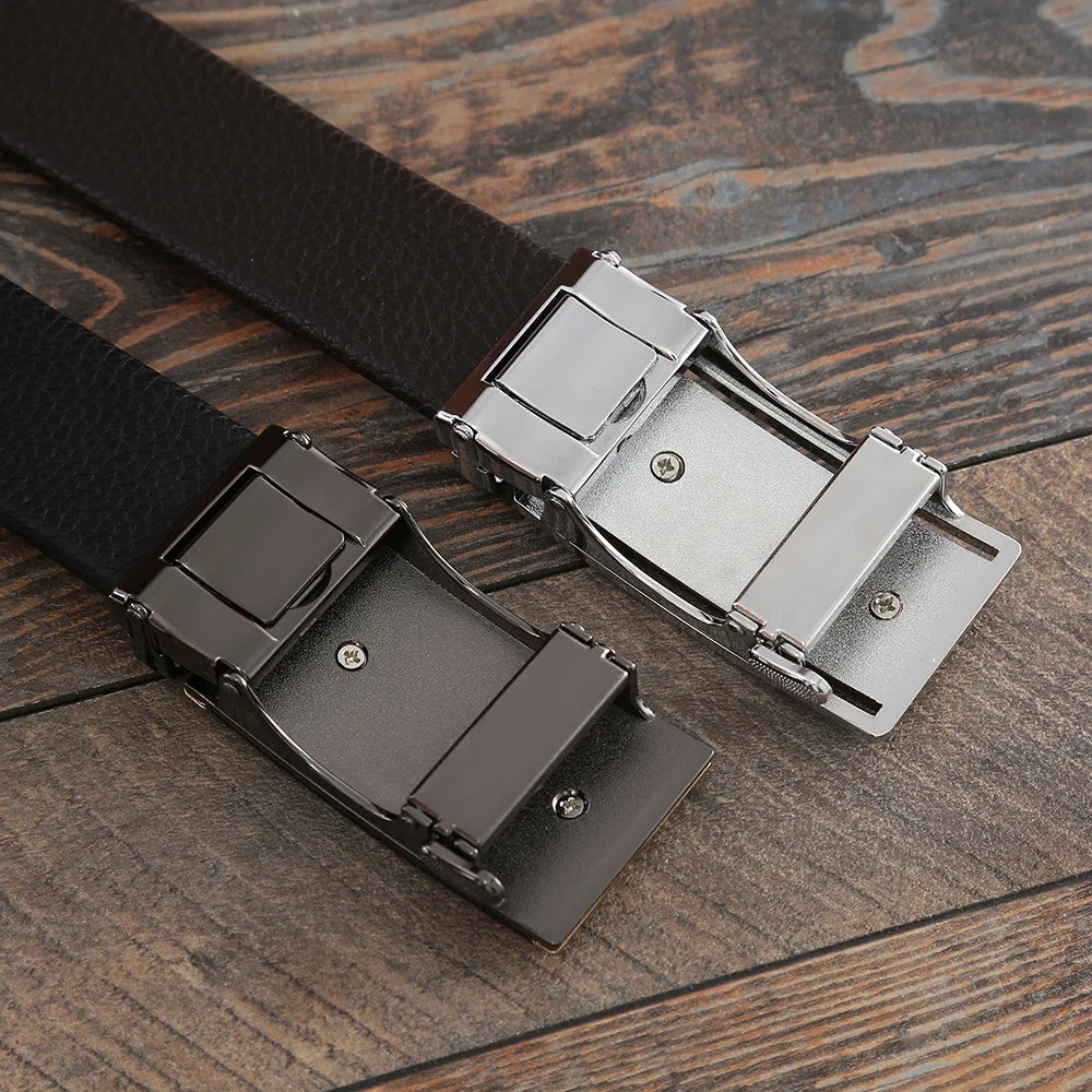 Trendy men's belt of 3.5 cm with automatic buckle, material made of cowhide and crocodile pattern