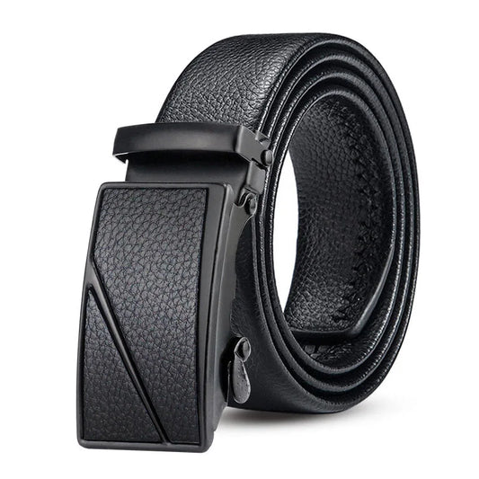 Black leather belt for men