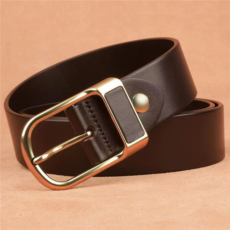 Vintage alloy pin buckle black brown jeans belt