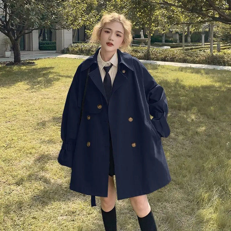 Chic Vintage Windbreaker Overcoat for Women