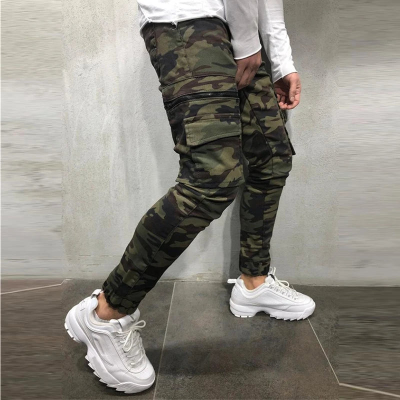 Men's Camouflage Pattern Biker Jeans