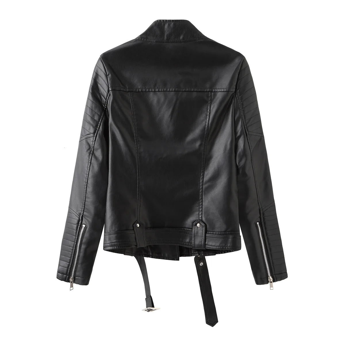 Women's Faux Leather Jacket with Belt