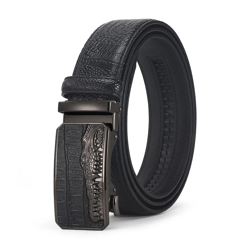 Business Men's Belt Black Brown Casual Crocodile Pattern