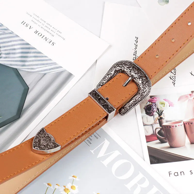 Upgrade your style with a women's pin buckle belt