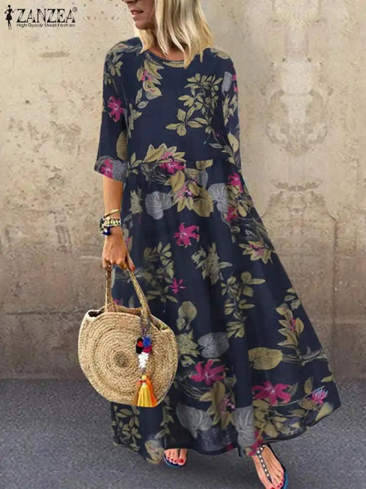 Bohemian Floral Print Summer Dress