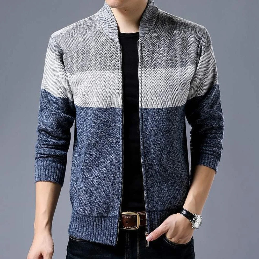 Men's Cardigan with Colorblock Design