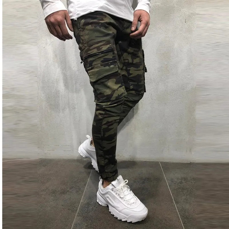 Men's Camouflage Pattern Biker Jeans