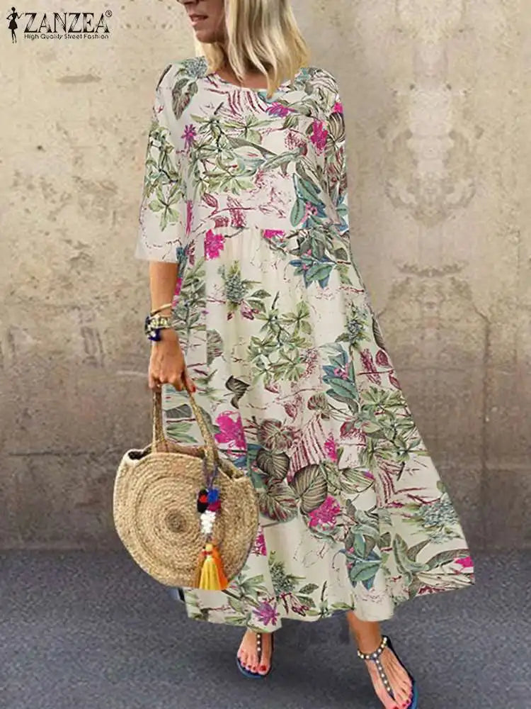 Bohemian Floral Print Summer Dress