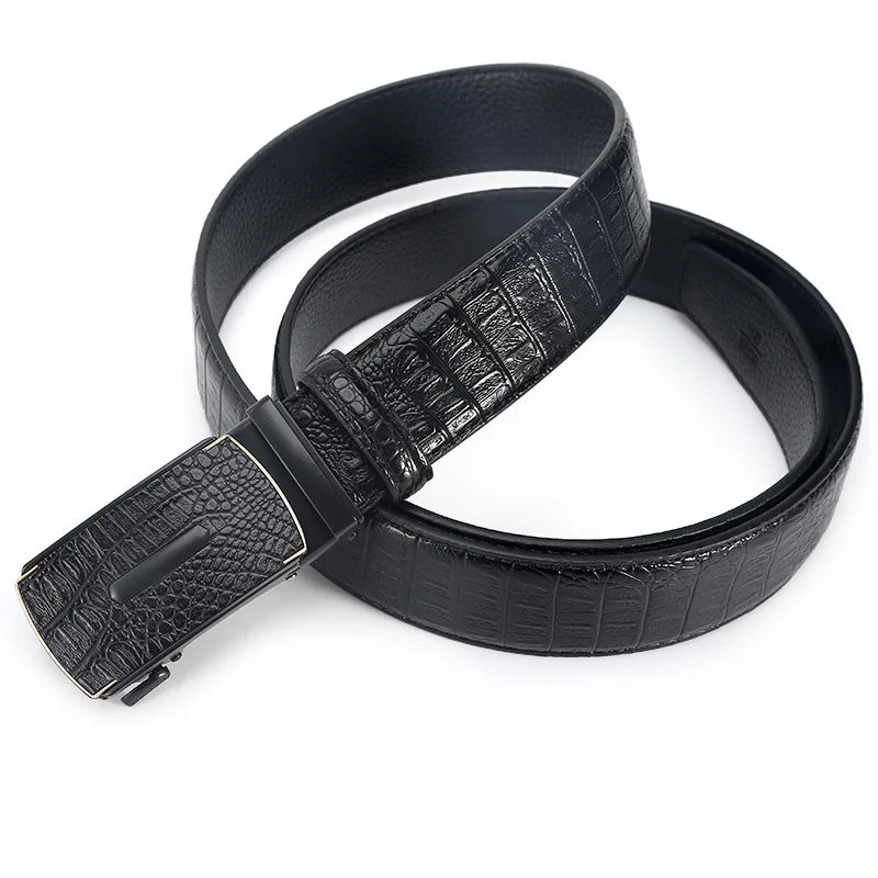 Business Men's Belt Black Brown Casual Crocodile Pattern