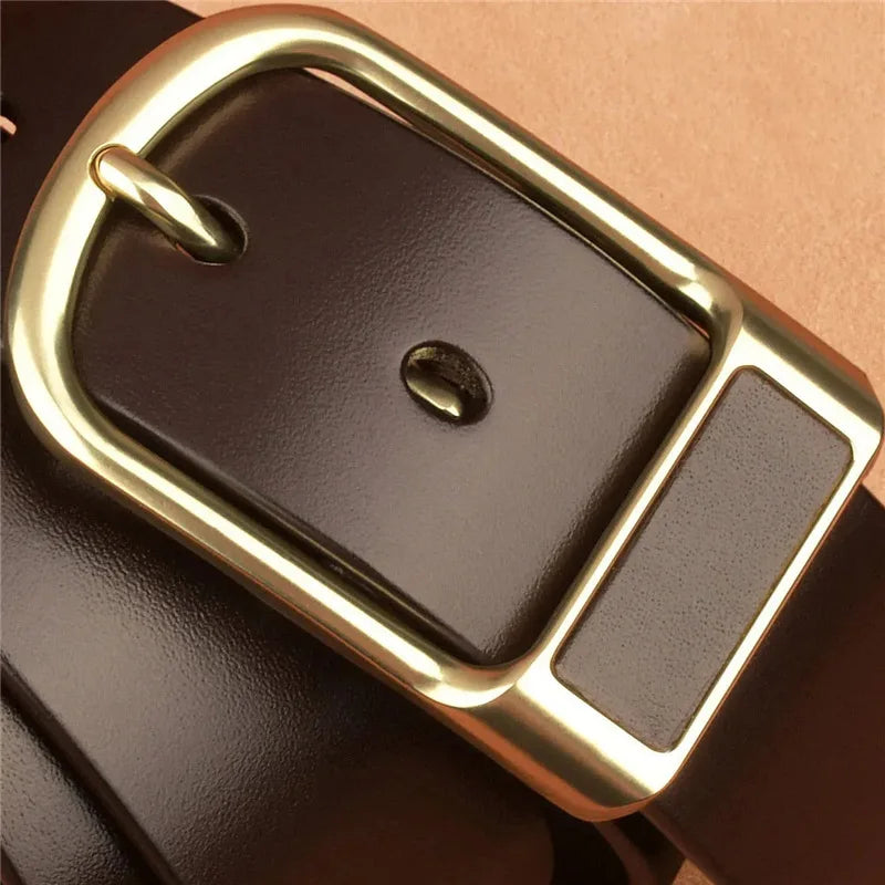 Vintage alloy pin buckle black brown jeans belt