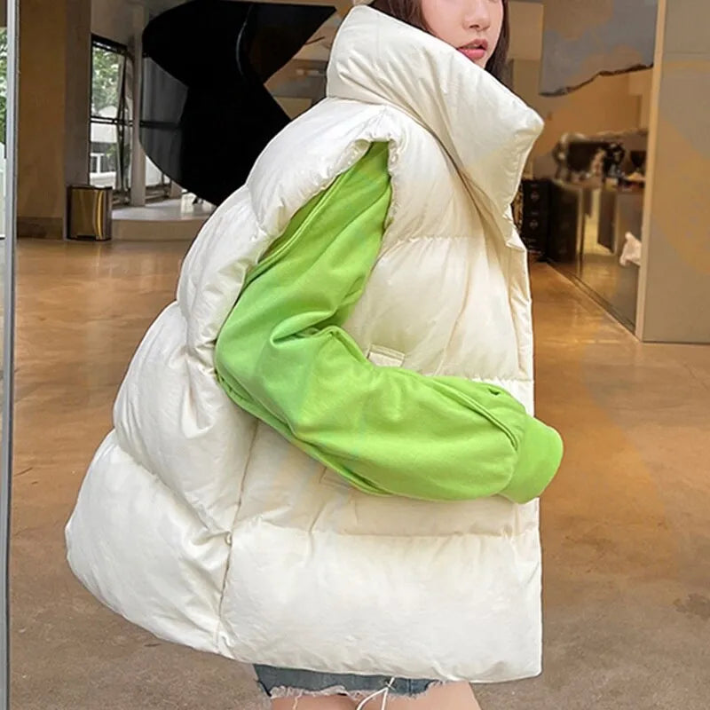 Autumn Winter Y2K Vest Women Thick Warm Down Vest Harajuku