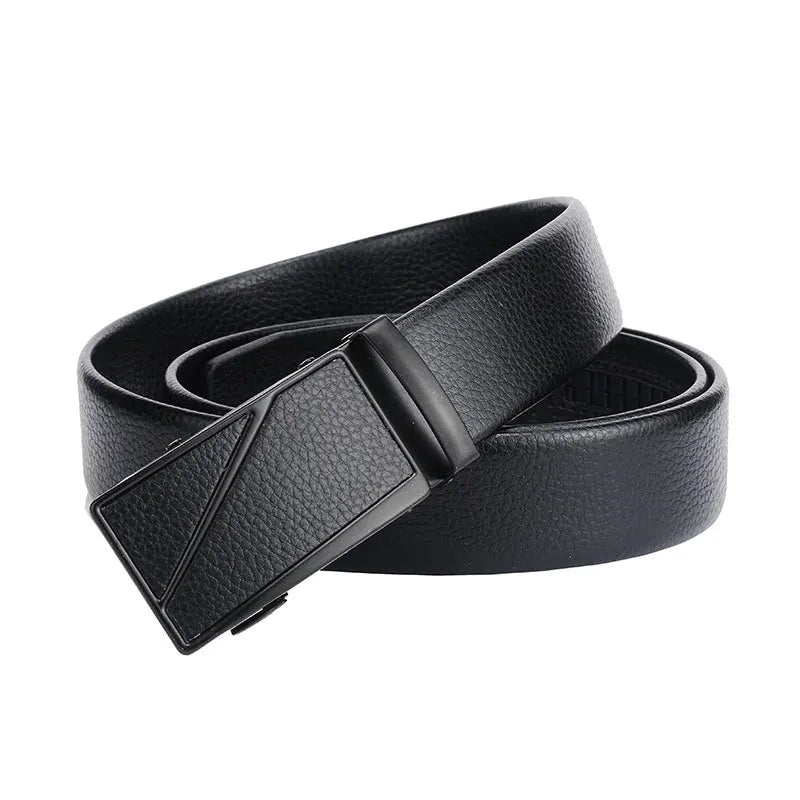 Black leather belt for men