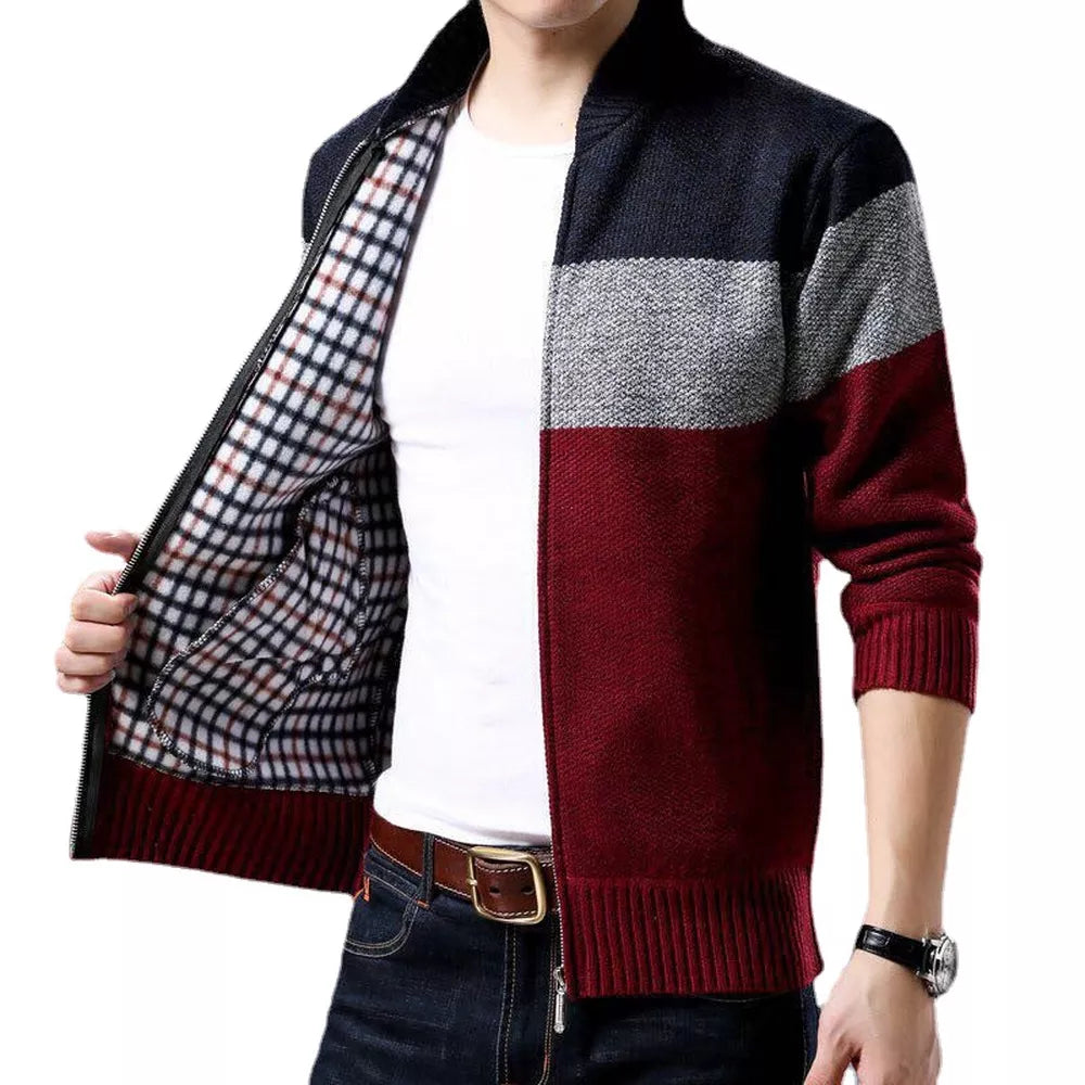 Mannen Cardigan met Colorblock Design