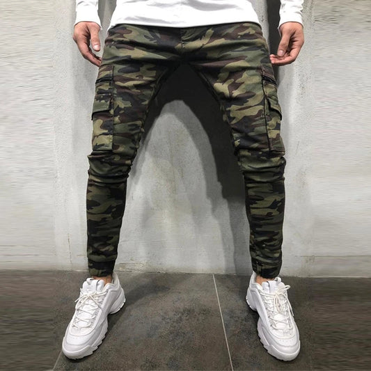 Men's Camouflage Pattern Biker Jeans