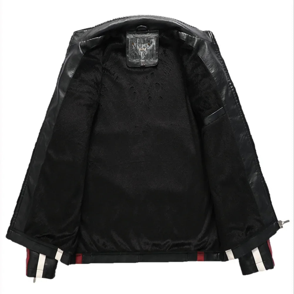 Ride in style with our leather fleece jacket