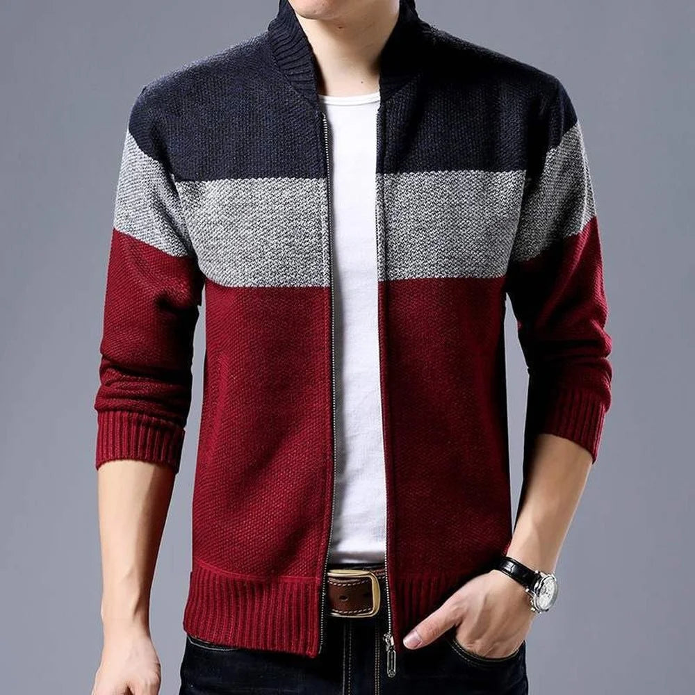 Men's Cardigan with Colorblock Design