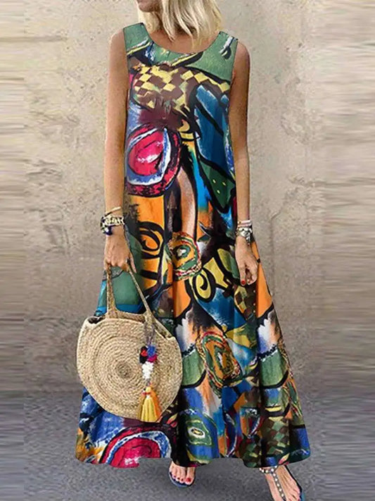 Ladies Bohemian Floral Print Summer Dress