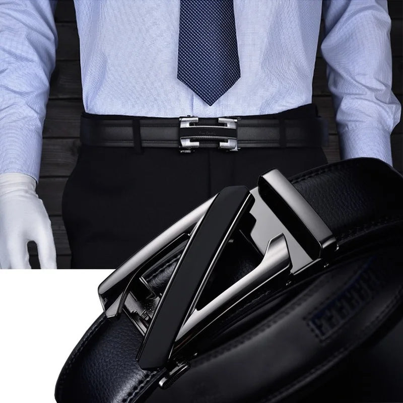 Upgrade your look with our business black leather belt