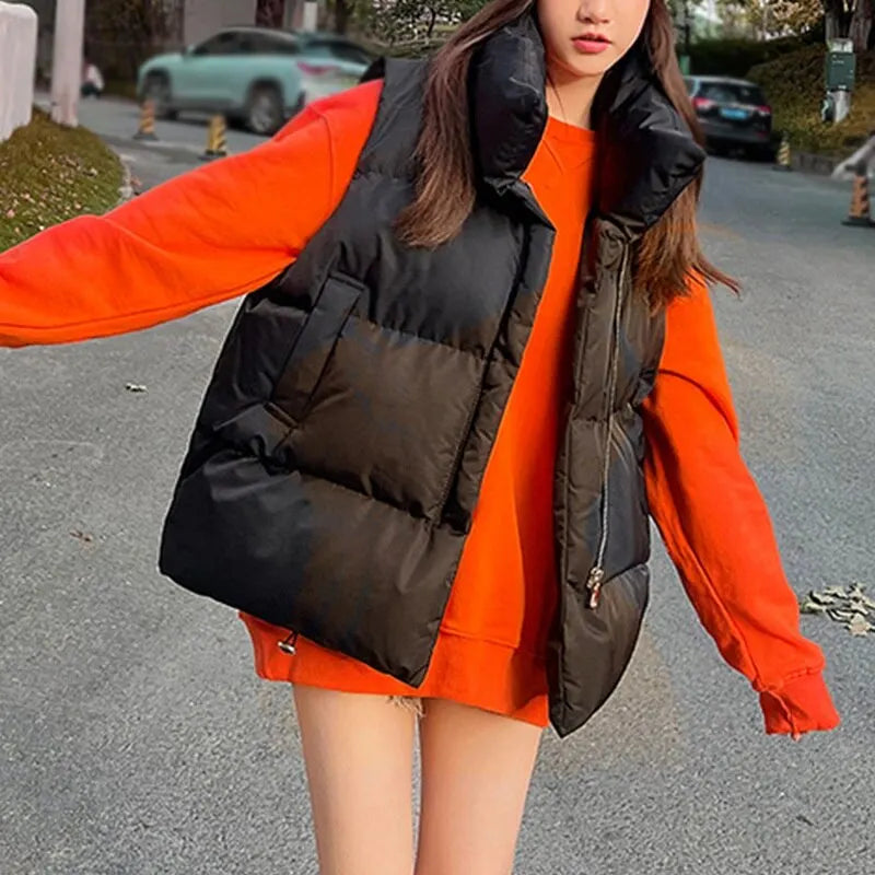 Autumn Winter Y2K Vest Women Thick Warm Down Vest Harajuku