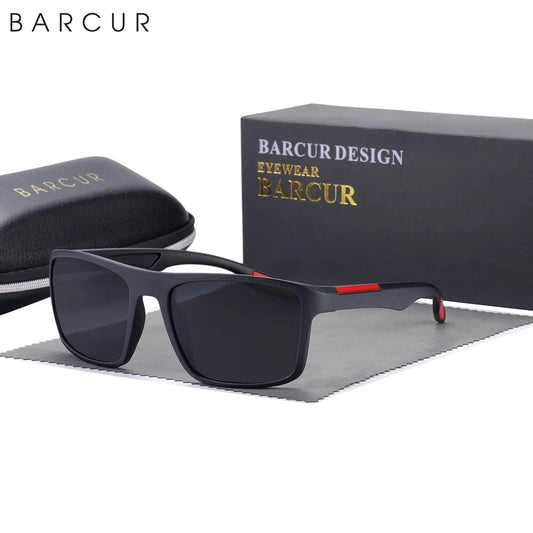 BARCUR polarized sunglasses men TR90 ultralight vintage sunglasses