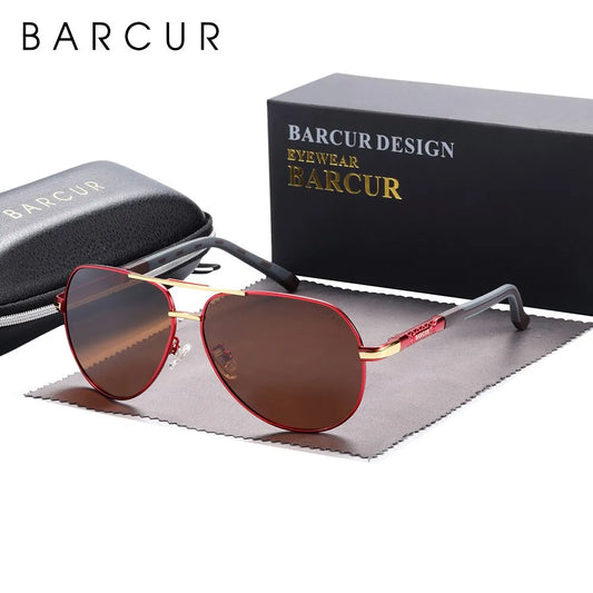 BARCUR Vintage sunglasses men's polarized coating classic sunglasses